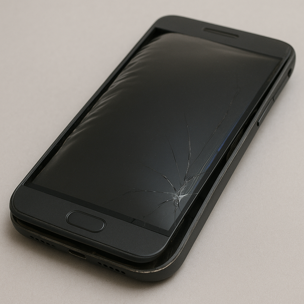 不安定な電力環境で破損したスマホ